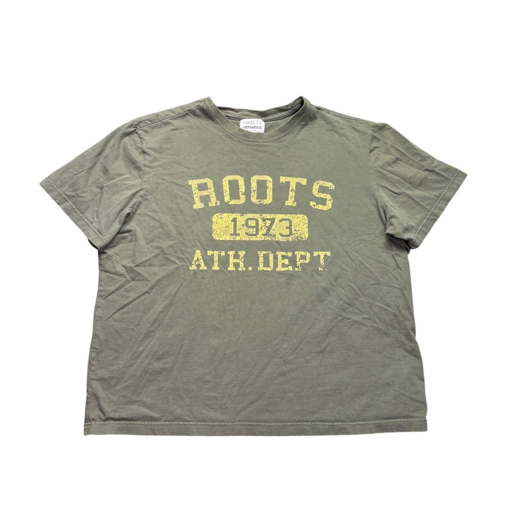 Y2K Roots 73 Athletics Mens XL Olive Green Graphic T-Shirt GORP